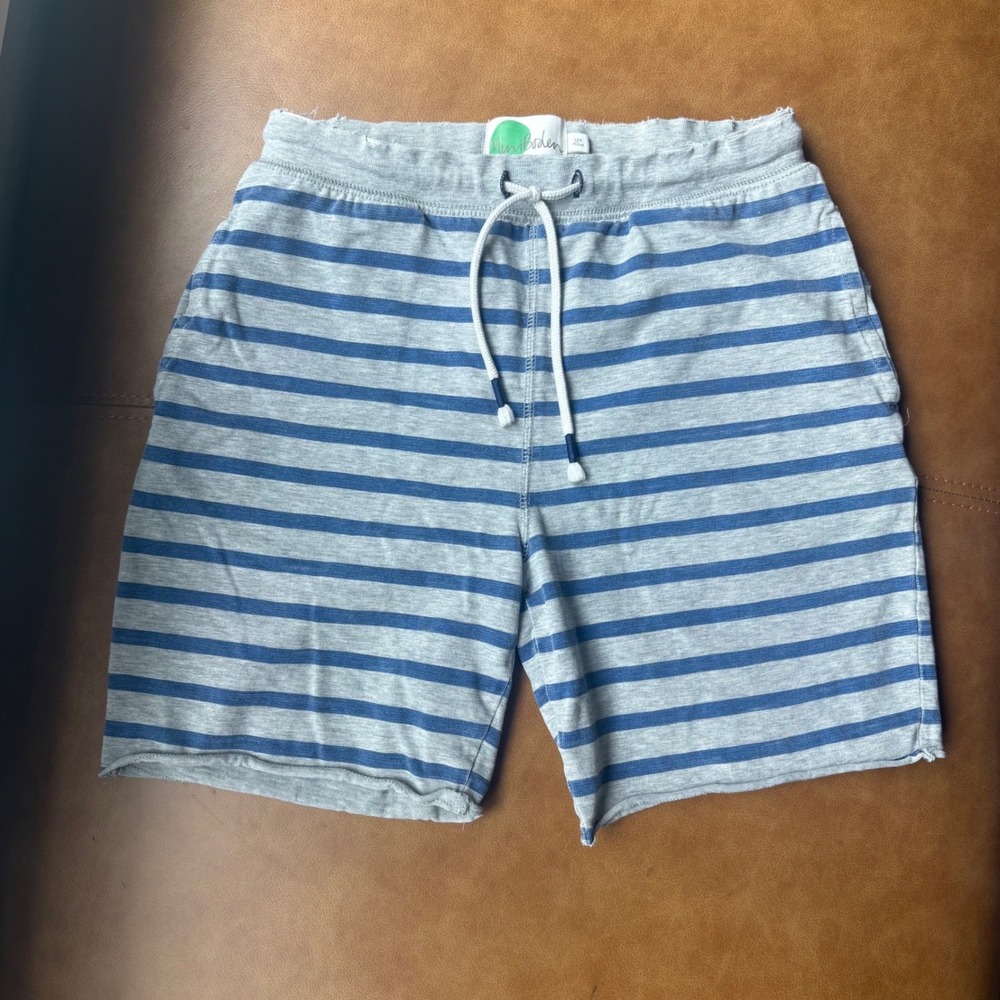 Mini Boden Boys Grey Blue Striped Cotton Jersey Shorts‎ Size 12Y 152cm